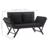  fekete polyrattan kerti pad párnákkal 176 cm