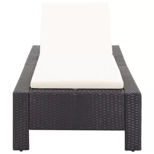  fekete polyrattan napozóágy párnával