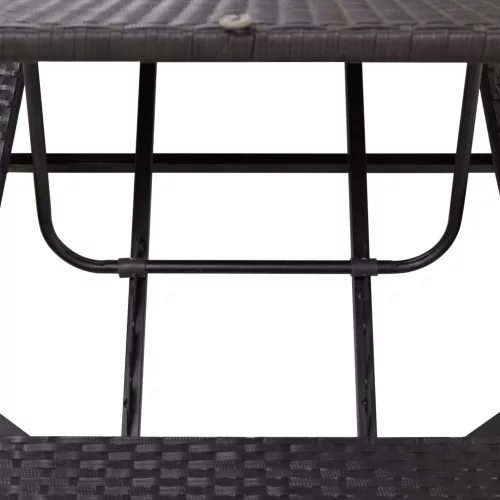  fekete polyrattan napozóágy párnával