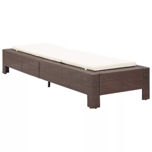  barna polyrattan napozóágy párnával