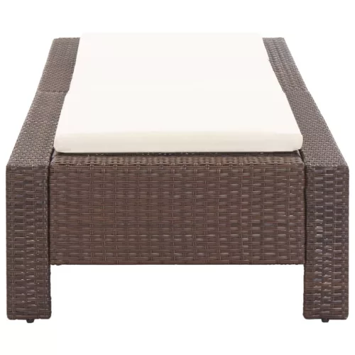  barna polyrattan napozóágy párnával