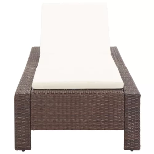  barna polyrattan napozóágy párnával