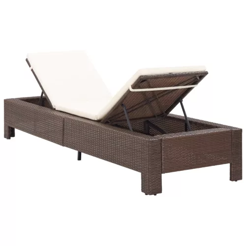 barna polyrattan napozóágy párnával