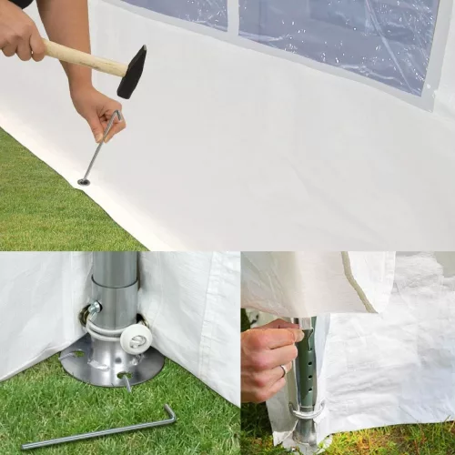 TP 3x4m standard rendezvénysátor, PE 450 - szürke-fehér