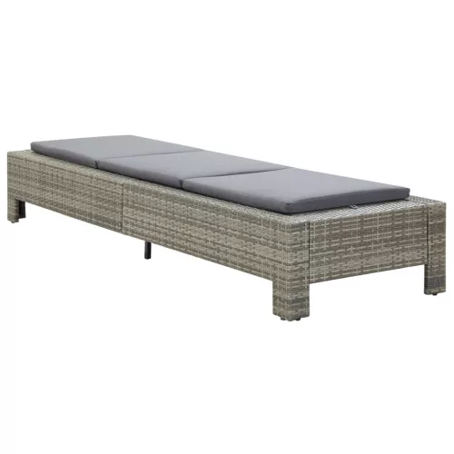  szürke polyrattan napozóágy párnával 