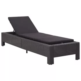  fekete polyrattan napozóágy párnával