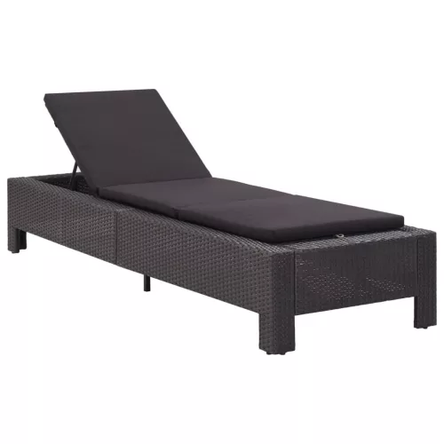  fekete polyrattan napozóágy párnával