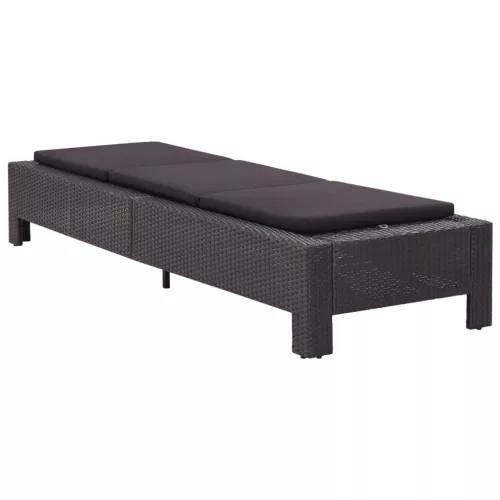  fekete polyrattan napozóágy párnával