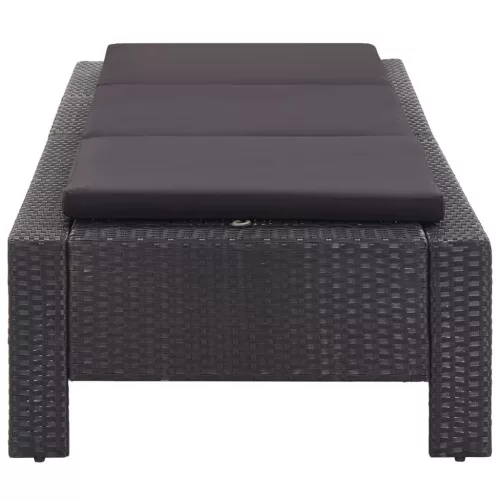  fekete polyrattan napozóágy párnával