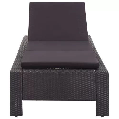  fekete polyrattan napozóágy párnával