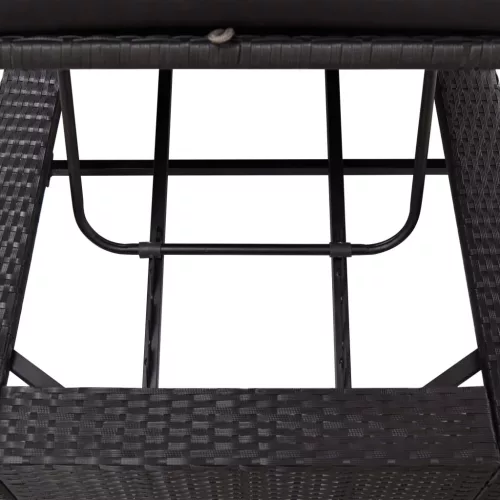  fekete polyrattan napozóágy párnával