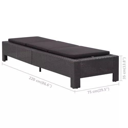  fekete polyrattan napozóágy párnával