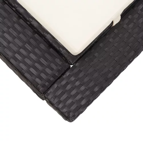  fekete polyrattan kétszemélyes napozóágy párnával