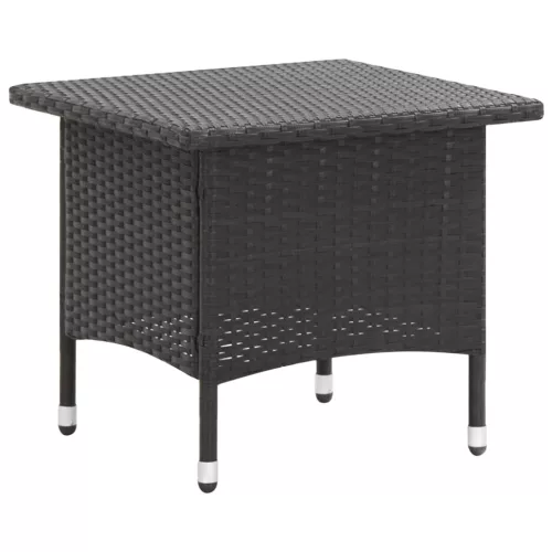  fekete polyrattan teázóasztal 50 x 50 x 47 cm