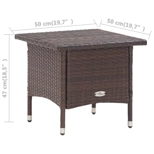  barna polyrattan teázóasztal 50 x 50 x 47 cm