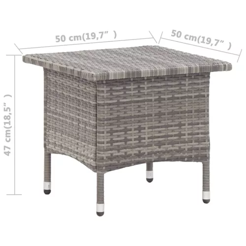  szürke polyrattan teázóasztal 50 x 50 x 47 cm