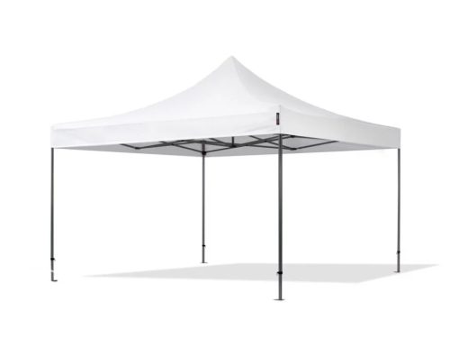 TP 4x4m összecsukható 800N acél pavilon, 4 db oldalfallal, ablak nélkül,  tűzálló - fehér