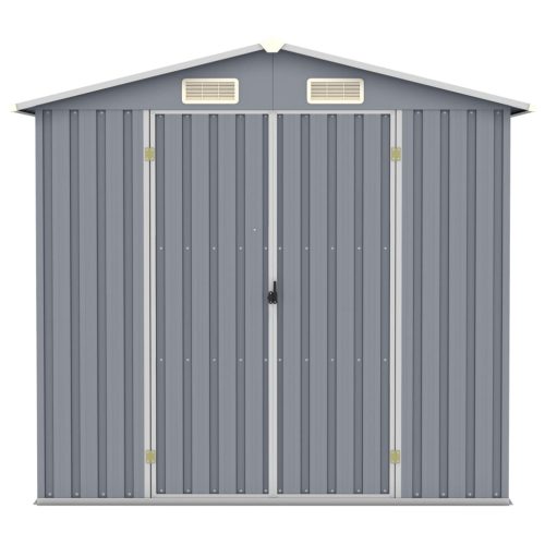  szürke horganyzott acél kerti fészer 205 x 129 x 183 cm 