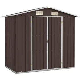  barna horganyzott acél kerti fészer 205 x 129 x 183 cm 