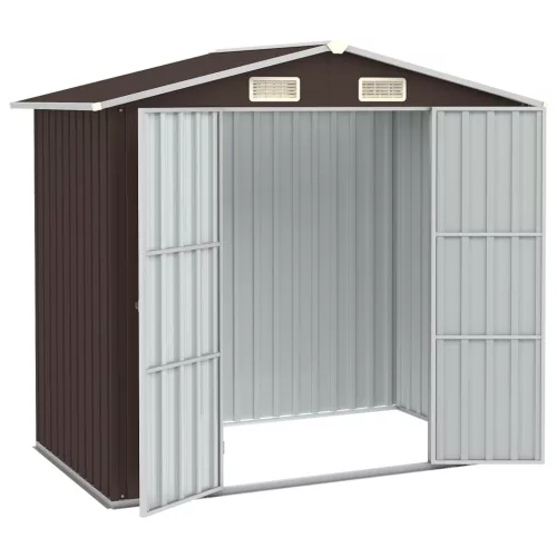  barna horganyzott acél kerti fészer 205 x 129 x 183 cm 