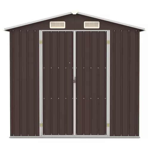 barna horganyzott acél kerti fészer 205 x 129 x 183 cm 