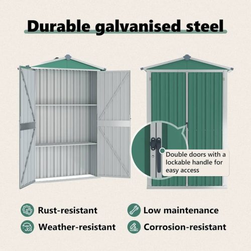  zöld horganyzott acél kerti fészer 116x45x175 cm