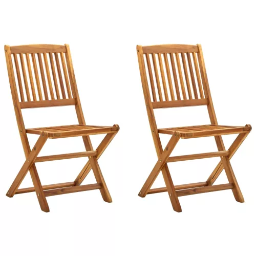 2 db összecsukható tömör akácfa kültéri szék