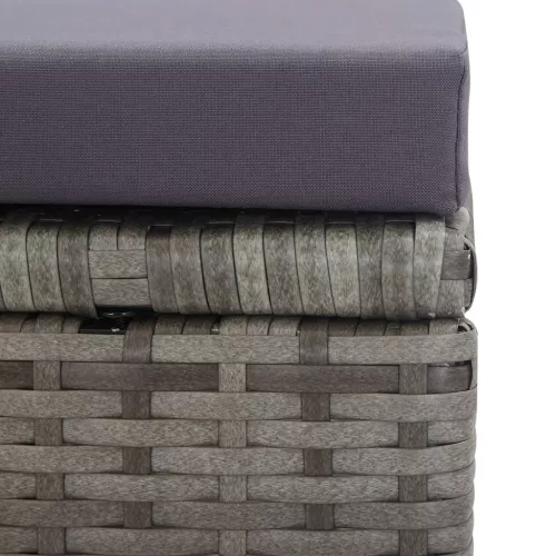  5 részes antracitszürke műrattan és akácfa kültéri étkezőszett