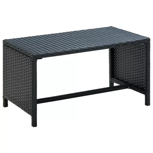  fekete polyrattan dohányzóasztal 70 x 40 x 38 cm