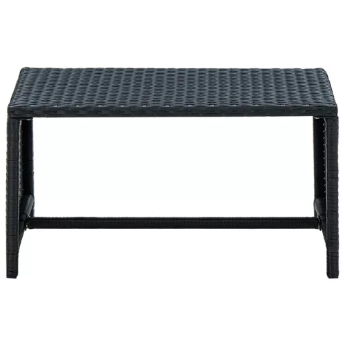  fekete polyrattan dohányzóasztal 70 x 40 x 38 cm