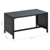  fekete polyrattan dohányzóasztal 70 x 40 x 38 cm
