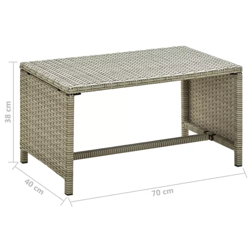  bézs polyrattan dohányzóasztal 70 x 40 x 38 cm