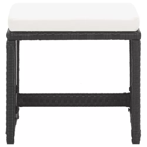  2 db fekete polyrattan kerti ülőke párnával