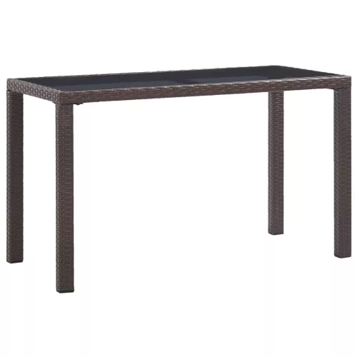  barna polyrattan kerti asztal 123 x 60 x 74 cm