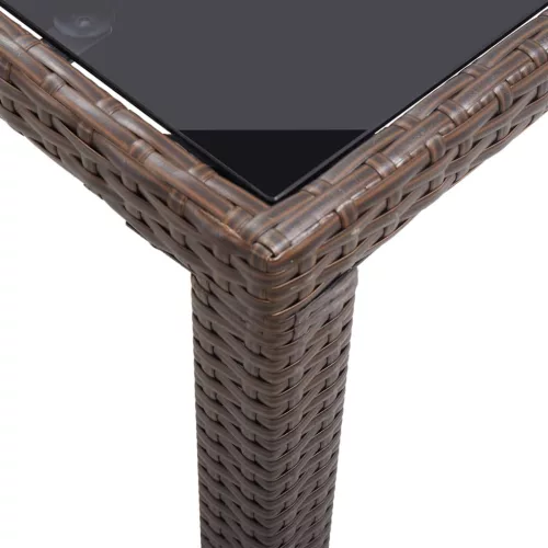  barna polyrattan kerti asztal 123 x 60 x 74 cm