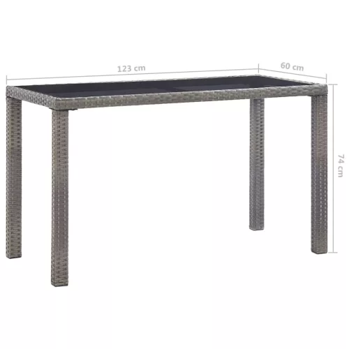  antracitszürke polyrattan kerti asztal 123 x 60 x 74 cm