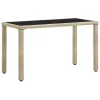  bézs polyrattan kerti asztal 123 x 60 x 74 cm