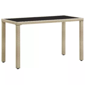  bézs polyrattan kerti asztal 123 x 60 x 74 cm