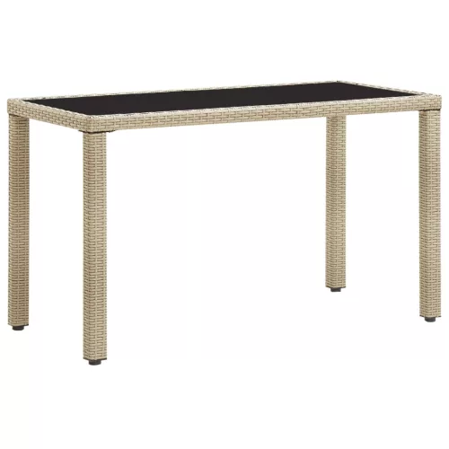  bézs polyrattan kerti asztal 123 x 60 x 74 cm