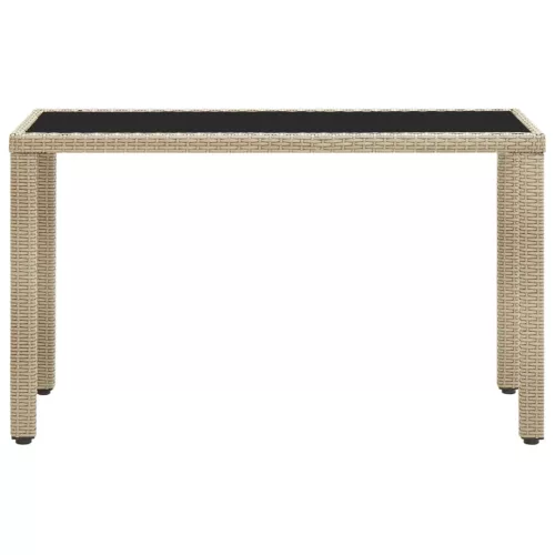  bézs polyrattan kerti asztal 123 x 60 x 74 cm