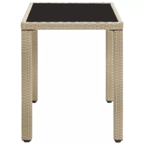  bézs polyrattan kerti asztal 123 x 60 x 74 cm