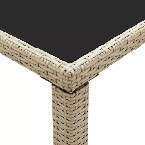  bézs polyrattan kerti asztal 123 x 60 x 74 cm