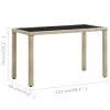 bézs polyrattan kerti asztal 123 x 60 x 74 cm