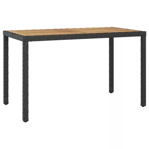  fekete és barna tömör akácfa kerti asztal 123 x 60 x 74 cm