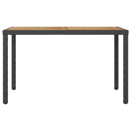  fekete és barna tömör akácfa kerti asztal 123 x 60 x 74 cm