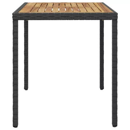  fekete és barna tömör akácfa kerti asztal 123 x 60 x 74 cm
