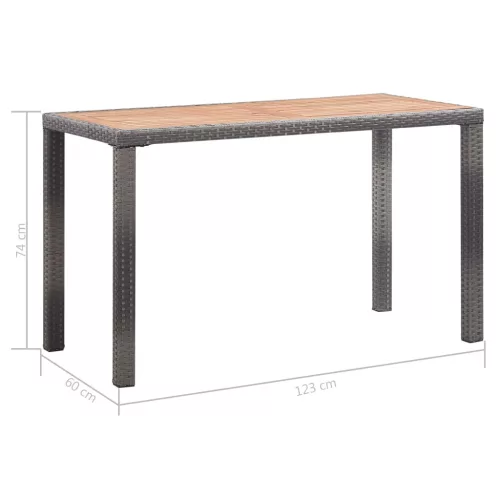  antracitszürke és barna akácfa kerti asztal 123 x 60 x 74 cm