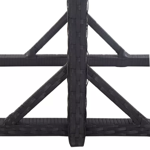  fekete polyrattan és üveglapos kerti asztal 110 x 53 x 72 cm