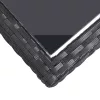  fekete polyrattan és üveglapos kerti asztal 110 x 53 x 72 cm