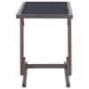  barna polyrattan és üveglapos kerti asztal 110 x 53 x 72 cm